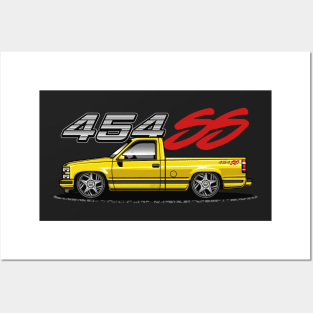 Chevy 454 SS Pickup Truck (Clear Yellow) Posters and Art